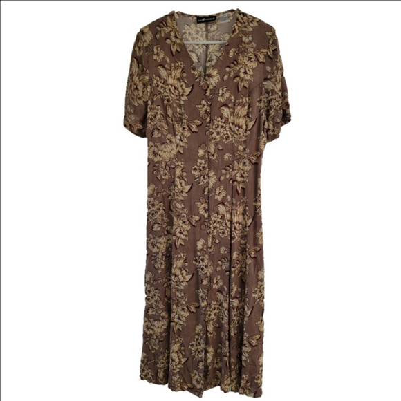 Sag Harbor Dresses & Skirts - Vintage Sag Harbor Floral Midi Dress Y2K Button Front Rayon Size 16 NWT